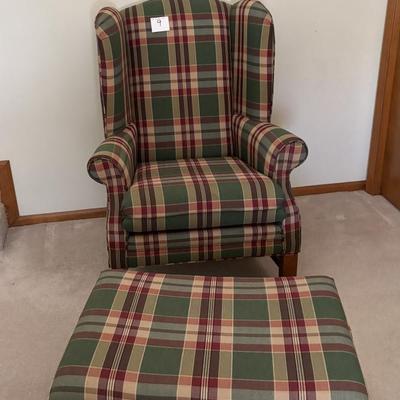 Plaid Chair and Ottoman