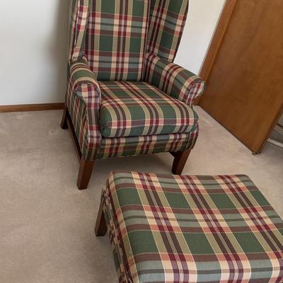 Plaid Chair and Ottoman