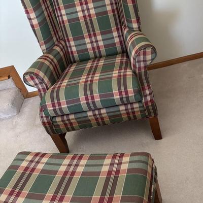 Plaid Chair and Ottoman