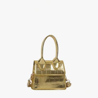Metallic Gold Mini Faux Crocodile PU Leather Handbag Crossbody Bag Women's Purse Handbag Small Mini Travel Bag