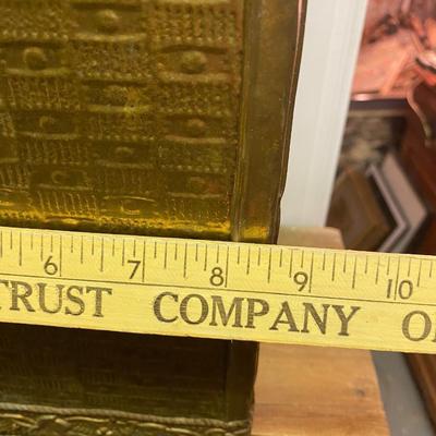 Vintage BRASS REPOUSSE BASKET Bin Trash or Waste Basket