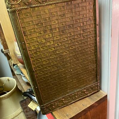 Vintage BRASS REPOUSSE BASKET Bin Trash or Waste Basket