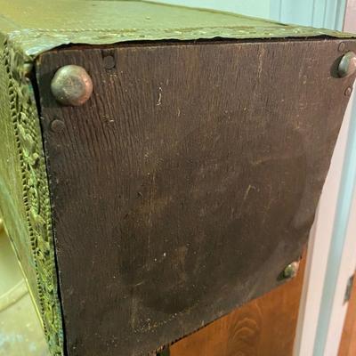 Vintage BRASS REPOUSSE BASKET Bin Trash or Waste Basket