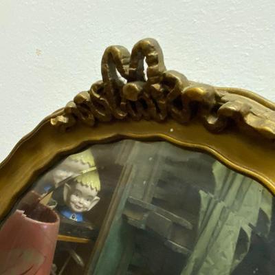 Antique gilt gold framed Beveled oval mirror