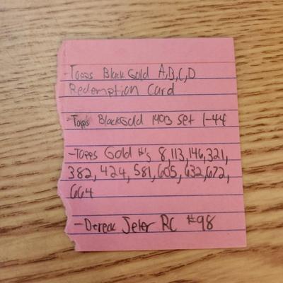 1993 Topps Complete Set Topps Black Gold A B C D Redemption Card Dereck Jeter RC #98