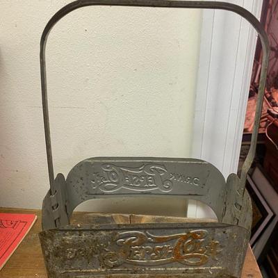 VINTAGE PEPSI COLA METAL BOTTLE CARRIER CARRY CASE