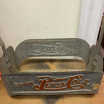 VINTAGE PEPSI COLA METAL BOTTLE CARRIER CARRY CASE