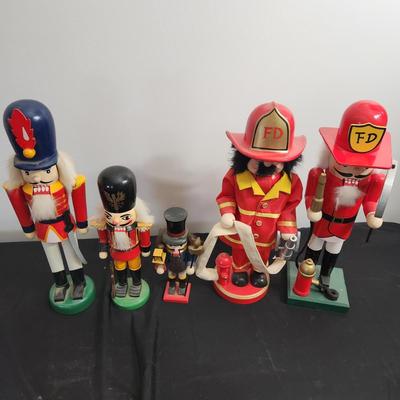 Lot of 5 Nut Crackers 2 Firemen