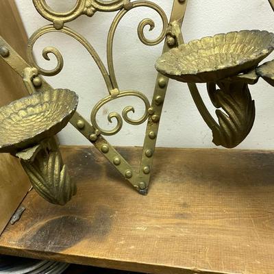 Vintage Metal Ornate Wall Sconces for Pillar Candles
