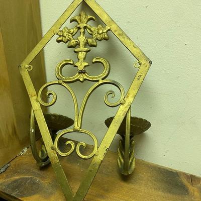 Vintage Metal Ornate Wall Sconces for Pillar Candles