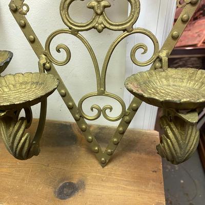 Vintage Metal Ornate Wall Sconces for Pillar Candles