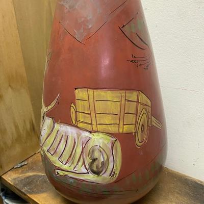 12" high ceramic vase of Bulls Made in Italy MCM Mid Century Modern