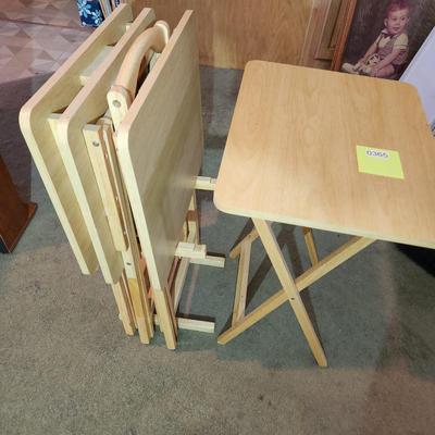 4 Wood Folding Tables with Storage Stand