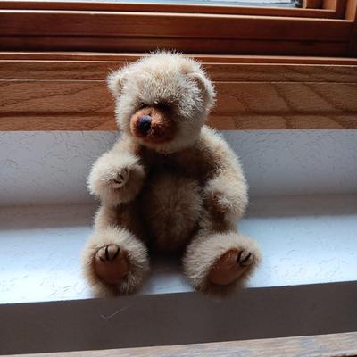 "A BEAR WITH A HEART" A DIANE GARD ORIGINAL, VINTAGE PATCHWORK BEAR AND 1993 TY BEAR