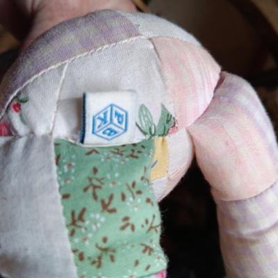 "A BEAR WITH A HEART" A DIANE GARD ORIGINAL, VINTAGE PATCHWORK BEAR AND 1993 TY BEAR