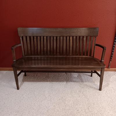 BEAUTIFUL ANTIQUE WOODEN RAILROAD BENCH