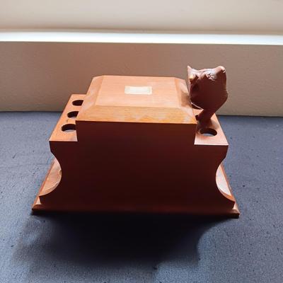 HUMIDOR TOBACCO PIPE HOLDER WITH STEER HEAD PIPE FROM FRANCE