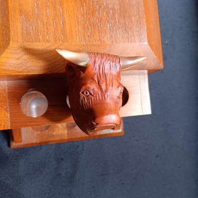 HUMIDOR TOBACCO PIPE HOLDER WITH STEER HEAD PIPE FROM FRANCE