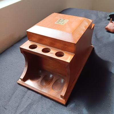 HUMIDOR TOBACCO PIPE HOLDER WITH STEER HEAD PIPE FROM FRANCE