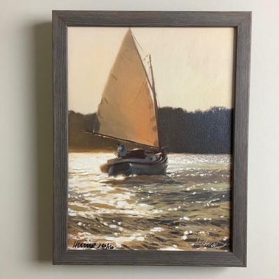 M527 Skipjack Signed and Numbered Print on Canvas of Sailboat Painting