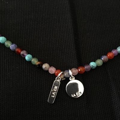 Multicolored semi precious gem, stone bead and crystal pendant. Balance pendant necklace.