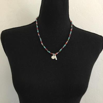 Multicolored semi precious gem, stone bead and crystal pendant. Balance pendant necklace.