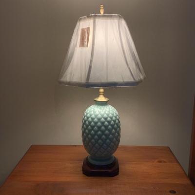 M535 Teal Blue Porcelain Pineapple Lamp