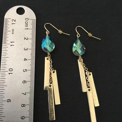 Super cute, faceted, , rainbow glass drop dangle earrings