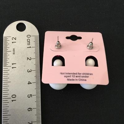 Cute double sided faux pearl earrings rhinestone studded earrings