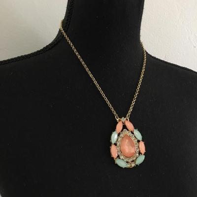 Cute, gold tone, rhinestone statement, necklace