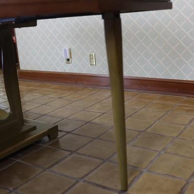 Mid Century Octagonal Pedestal Dining Table with Two Leaves