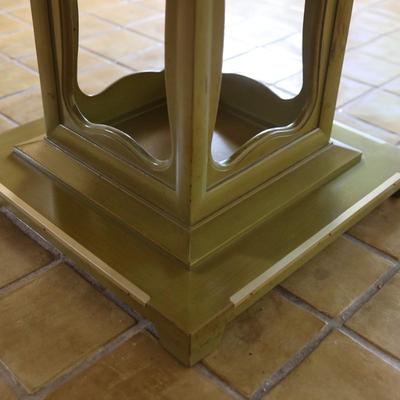 Mid Century Octagonal Pedestal Dining Table with Two Leaves