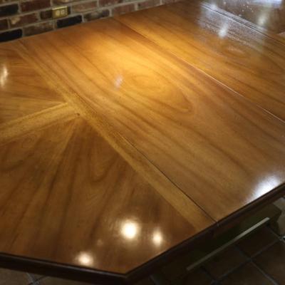 Mid Century Octagonal Pedestal Dining Table with Two Leaves