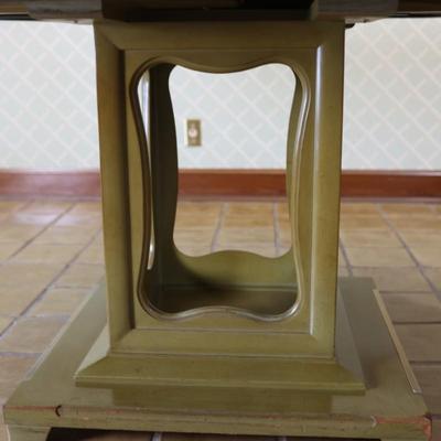 Mid Century Octagonal Pedestal Dining Table with Two Leaves