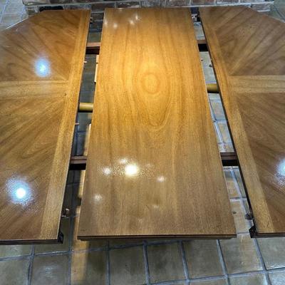 Mid Century Octagonal Pedestal Dining Table with Two Leaves