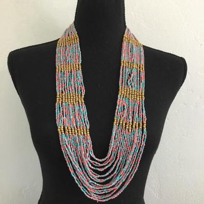 Super cute, cotton, candy colored glass, beaded statement necklace