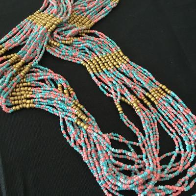 Super cute, cotton, candy colored glass, beaded statement necklace