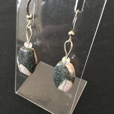 Rhodonite peach blossom jade stone earrings