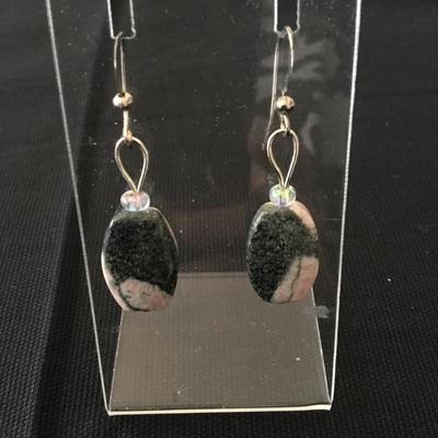 Rhodonite peach blossom jade stone earrings