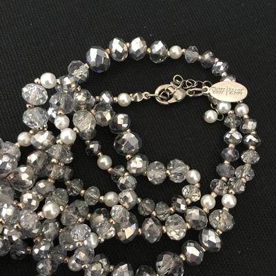Gorgeous long, White House, Black market, faceted glass crystal beaded necklace