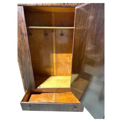 Vintage Oak Hall Mirrored Wardrobe with Drawer