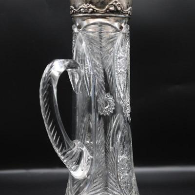 Brilliant Cut-Glass Pitcher and Cup (See Details)