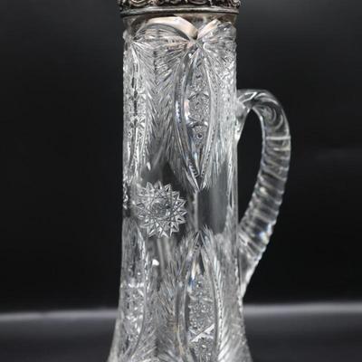 Brilliant Cut-Glass Pitcher and Cup (See Details)