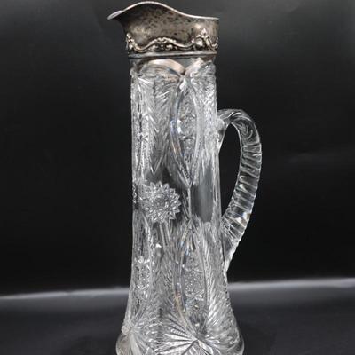 Brilliant Cut-Glass Pitcher and Cup (See Details)