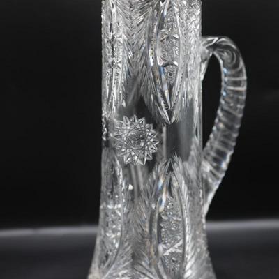 Brilliant Cut-Glass Pitcher and Cup (See Details)