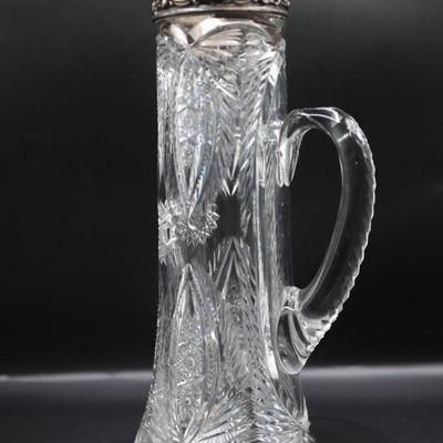 Brilliant Cut-Glass Pitcher and Cup (See Details)