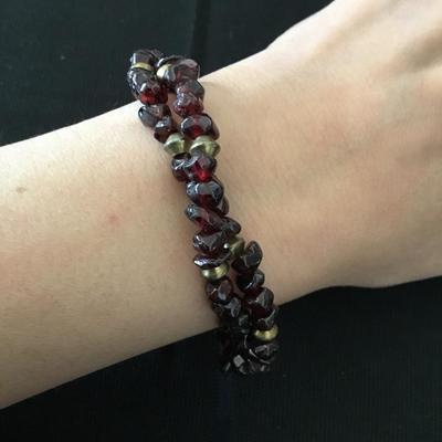 Almandine Garnet double strand toggle bracelet