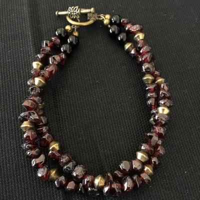 Almandine Garnet double strand toggle bracelet