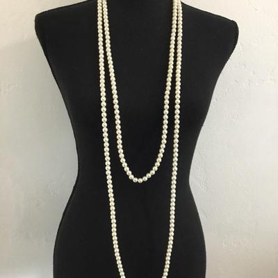 Vintage Sarah Coventry, extra long, faux, pearl flapper style necklace