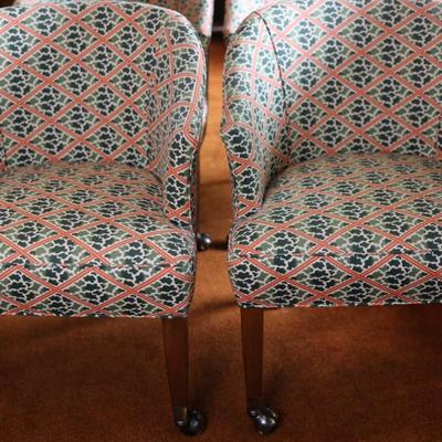 Mid Century Rolling Barrel Club Lounge Arm Chairs on Castors
